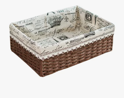 草编收纳篮抽屉化妆收纳盒桌面零食整理筐