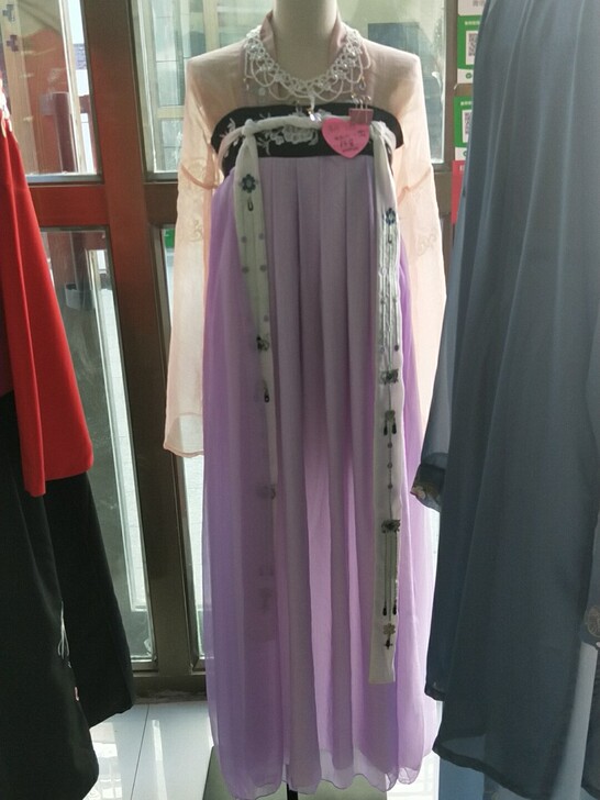 齐胸汉服3米摆刺绣花仙鹤紫色橘色,面料很舒...