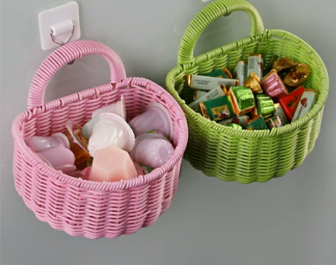 手工编织的姜蒜收纳筐免打孔壁挂小篮子(全新...