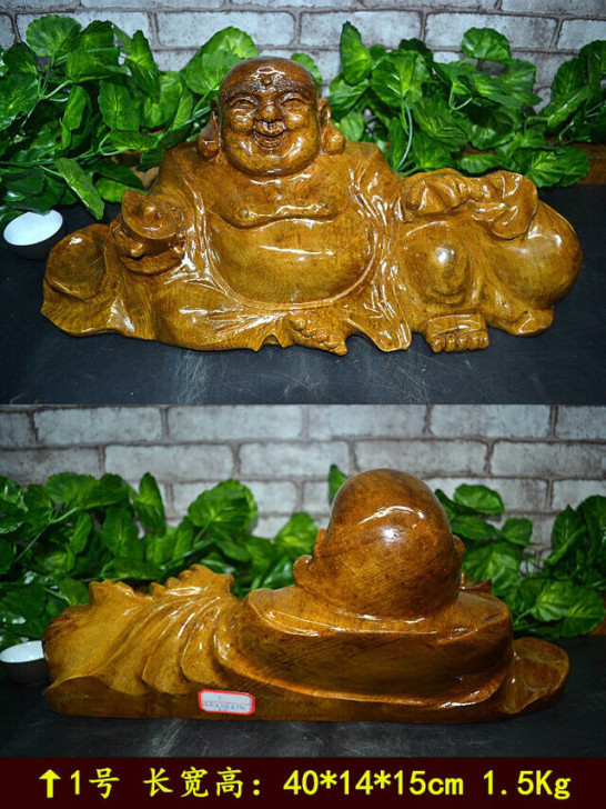 弥勒佛笑佛金丝楠人物工艺木雕招财风水开业摆...