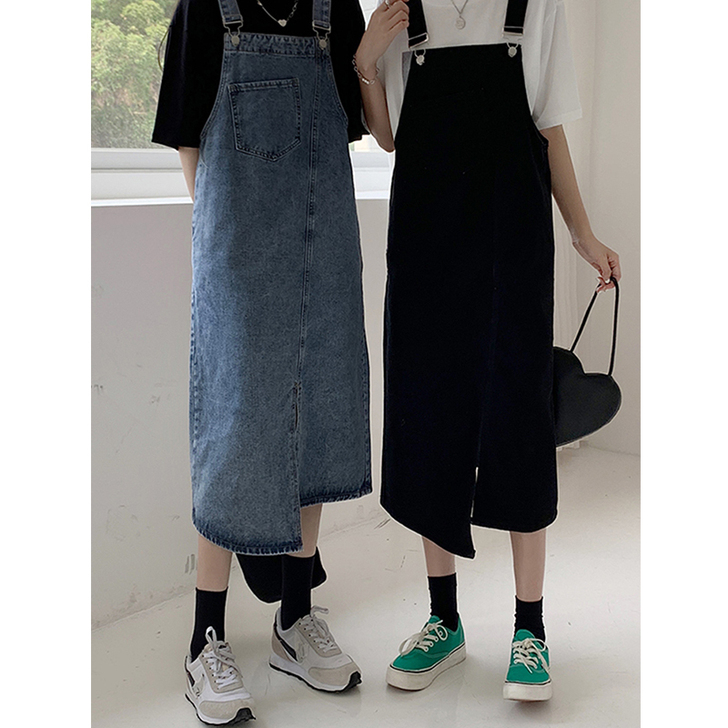 大码裙子女装夏季新款胖梨形身材mm牛仔背带...