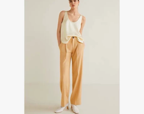 MANGO 缎面圆领无袖背心吊带短款女夏内...