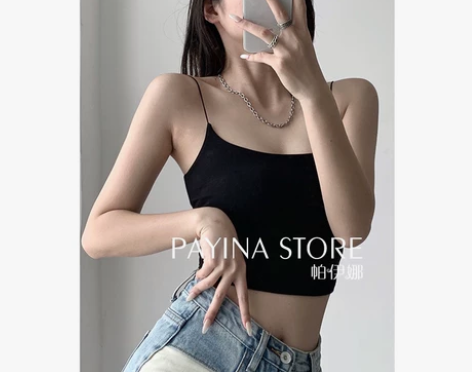 欧美ins超火高腰短款女辣妹美背内搭背心打...