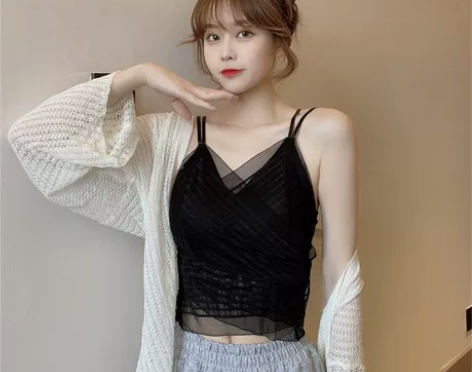 法式蕾丝美背小吊带背心女内搭裹胸韩版春夏网...