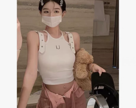 港味白色吊带背心女短款夏季外穿辣妹小众甜酷...