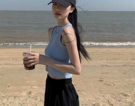 法式运动背心女短款夏季2022新款外穿辣妹...