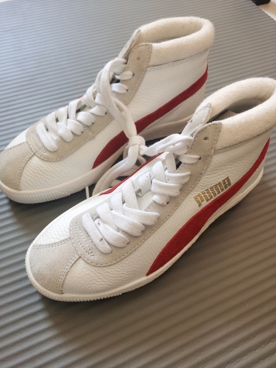 37码puma彪马高帮翻毛皮厚底白鞋