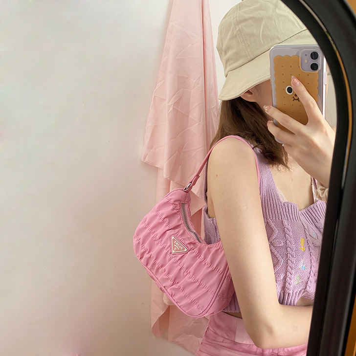 尼龙帆布包包女2021新款潮时尚褶皱腋下包...