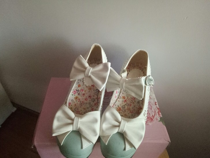 Lolita鞋子高跟鞋软妹皮鞋38码蝴蝶结...