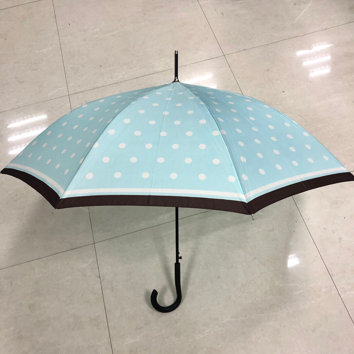 全新 欧美 波点天蓝色长柄雨伞