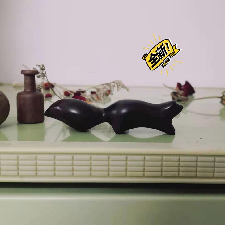 可爱纯手作手工动物木雕，可爱的黑柿木木雕，...