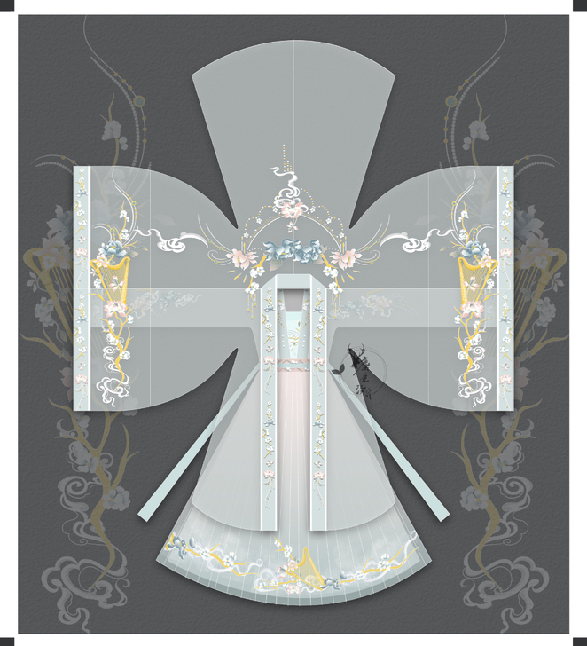 汉服设计稿，汉服设计图，重工刺绣，原创设计...