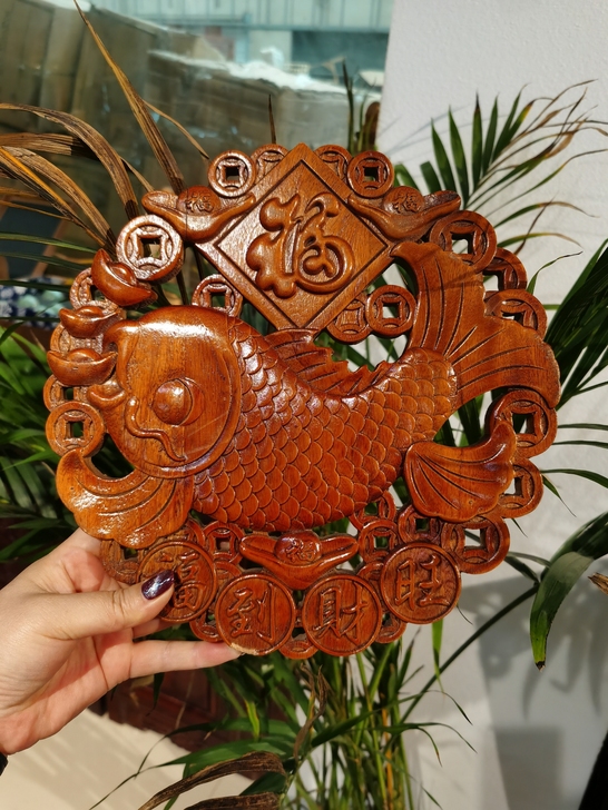 闲置捡漏东阳木雕香樟木刻中式仿古工艺品圆形...