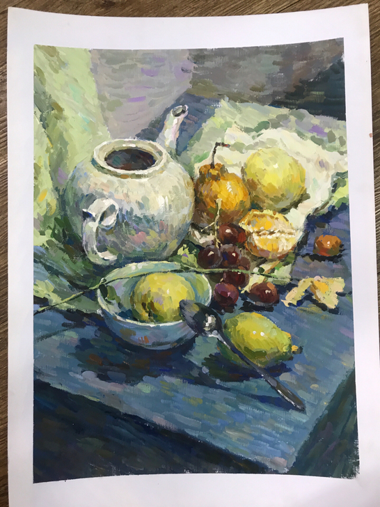 水粉画 ,4开水粉静物画成品,现货无签名,...