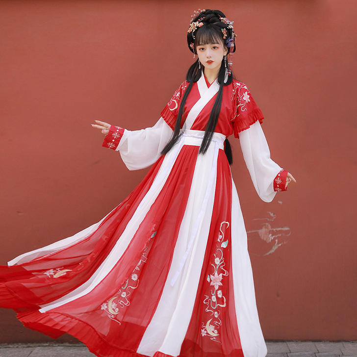汉服女中国风夏晋制交领齐腰襦裙超仙古风女装...