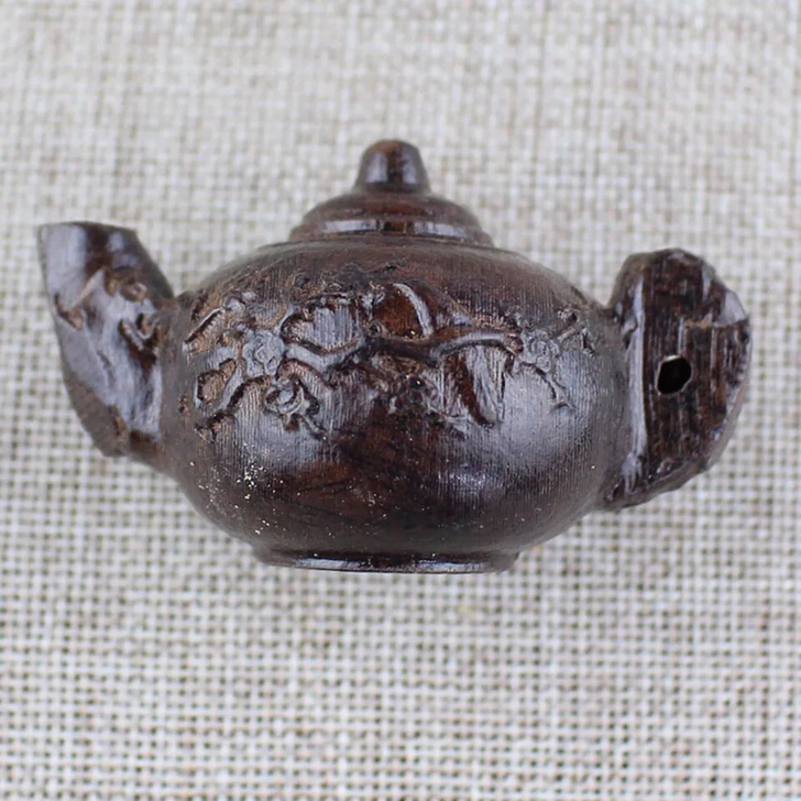 古玩文玩木雕把件喜上眉梢小木壶一对2个包邮!