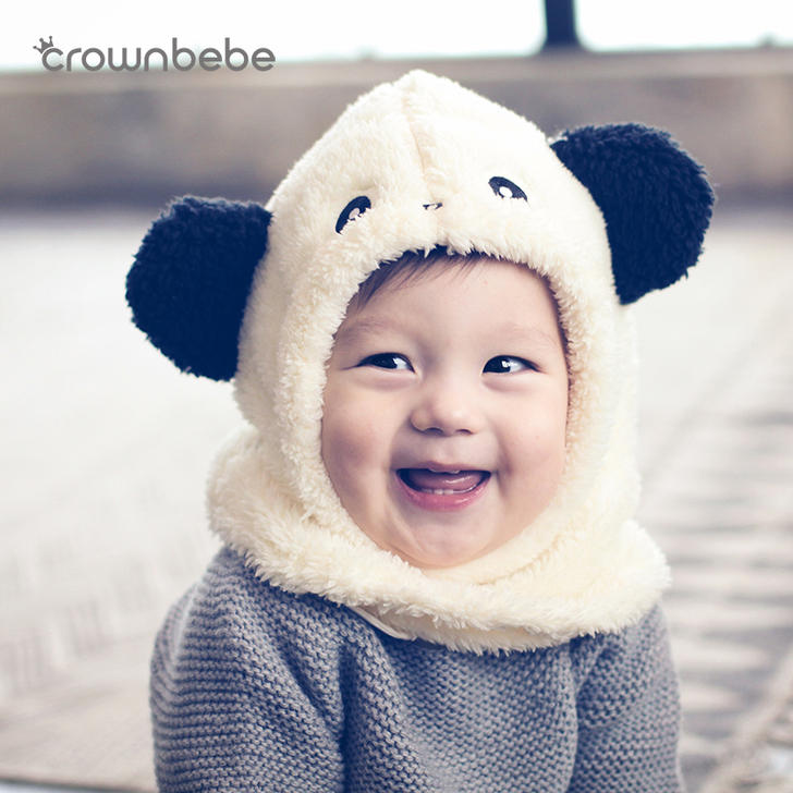 CROWNBEBE婴儿帽子秋冬6-12个月...