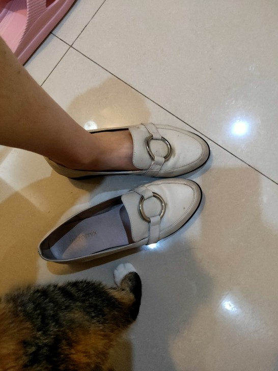 他她单鞋，没，看起有点脏，商场购入，全牛皮...