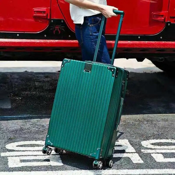 网红行李箱拉杆箱万象轮密码箱高强度防刮铝边...