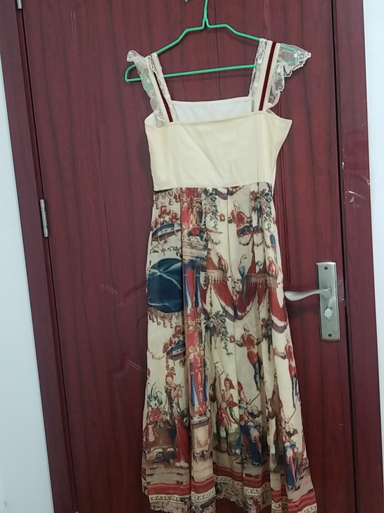 复古油画吊带长裙