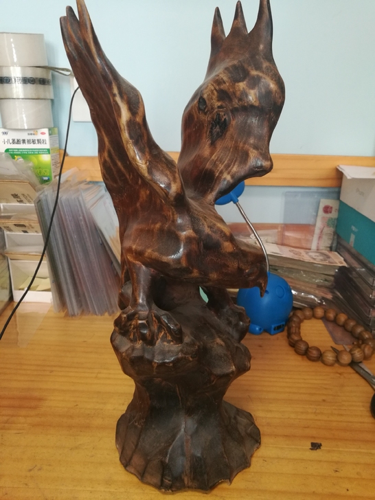 老鹰，木雕，一根木头，雄鹰展翅，摆件，，手...