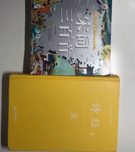两本古诗词。一本诗经,九成新是带注释的。一...