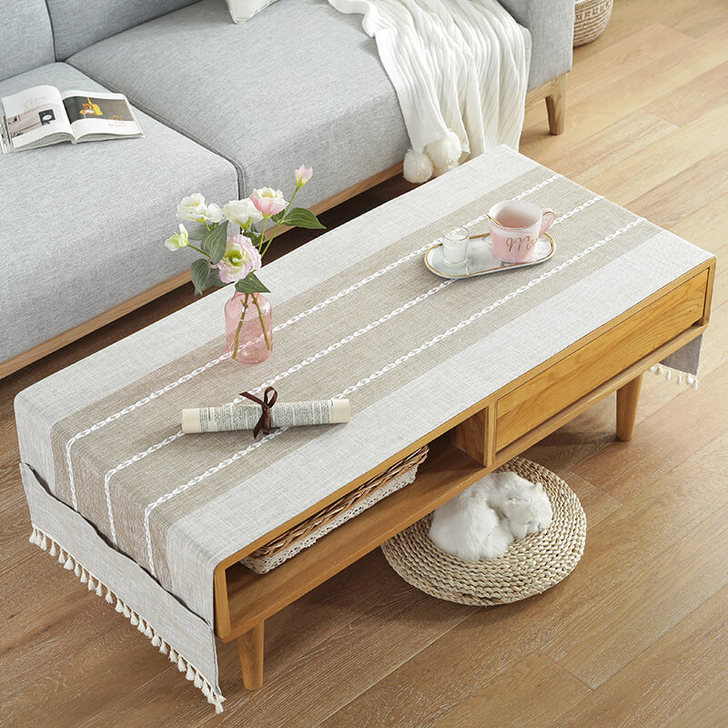 北欧ins茶几桌布现代简约棉麻小清新长方形...