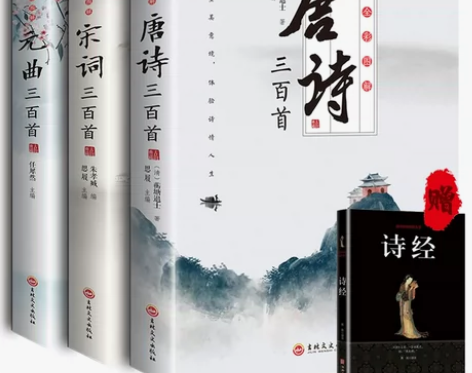 唐诗宋词三百赠诗经彩色图解唐诗三百首宋词三...