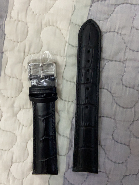 海鸥真皮表带20mm黑色银针扣 全新实物拍...
