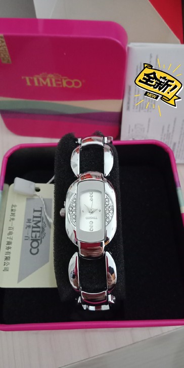 时光一百Time100女士闪钻镂空手表 学...