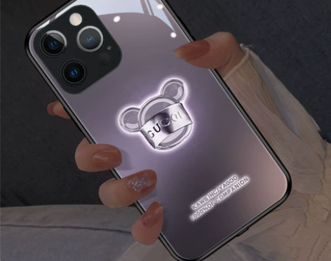 发光蒙眼熊适用苹果14手机壳潮牌iphon...