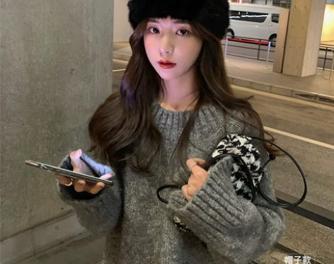苏苏兔毛帽子新款韩版潮春季小众复古毛毛发带...
