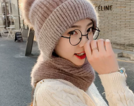 【跨年狂欢】毛绒帽全包围冬季帽围巾冬天骑车...