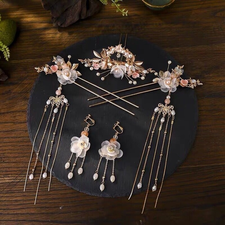 汉服头饰全套流苏步摇发簪古风簪子插梳全套发...