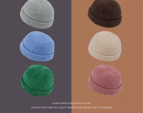 日系雪尼尔绒保暖瓜皮帽男韩版街头潮牌雅痞流...