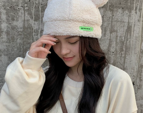 帽子女秋冬季韩版百搭小熊耳朵保暖瓜皮帽日系...