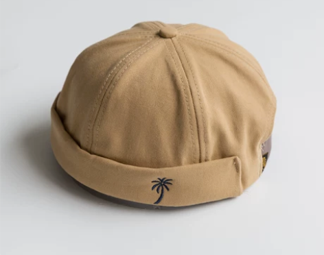 地主帽男夏纯色刺绣图案地痞帽日系休闲文艺瓜...