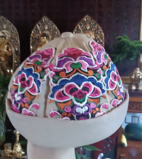 国潮新款民族风春秋冬季地主帽瓜皮帽刺绣花休...