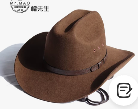 美国西部牛仔帽新款羊毛硬质男女骑士马术帽户...