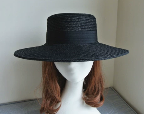 韩国ins夏天太阳帽女出游沙滩黑色大檐宽檐...