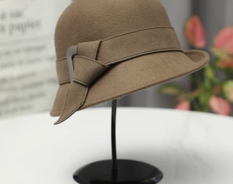 法式复古羊毛礼帽女秋冬卷边毛呢毡帽时尚渔夫...