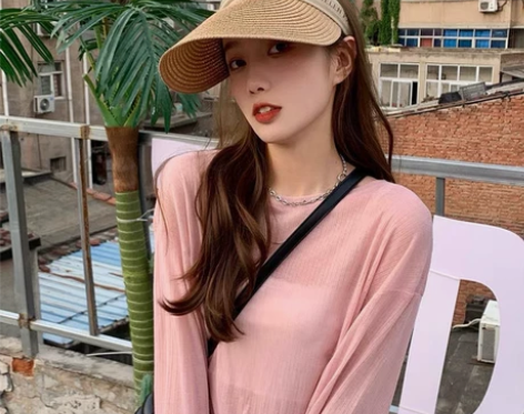 拉菲草空顶发箍帽子女网红同款遮阳草帽沙滩紫...