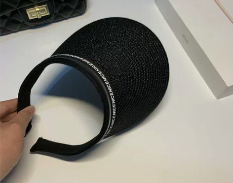 网红草帽女拉菲草空顶遮阳帽夏季海边度假出游...