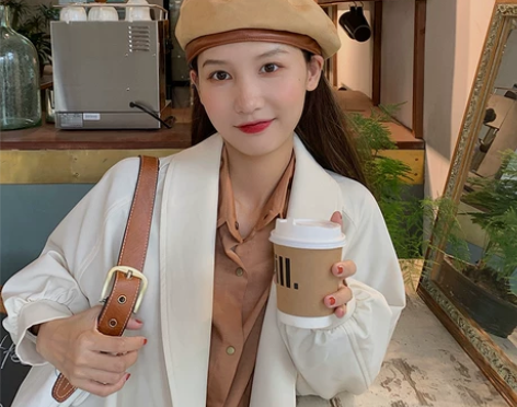 贝雷帽女潮ins日系时尚百搭麂皮绒帽子女秋...