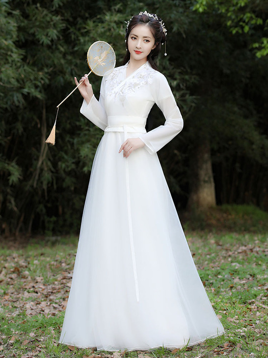 古装白色汉服女飘逸超仙气襦裙原创正品中国风...