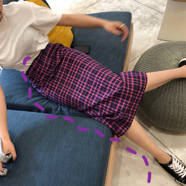 冉大美     原创夏新款紫色格子时髦H型...