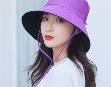 渔夫帽女夏季显脸小防晒紫外线遮阳帽大沿骑车...