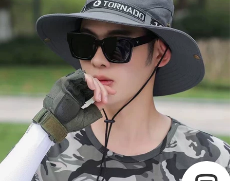 钓鱼帽男遮阳帽防晒帽户外渔夫帽太阳帽骑士帽...