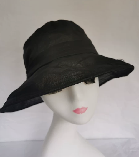 别致花朵百搭黑色桑蚕丝遮阳渔夫帽！ 之前老...