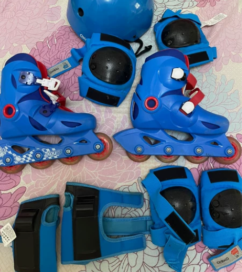 迪卡侬全套轮滑+护具,小了,28-30(适...